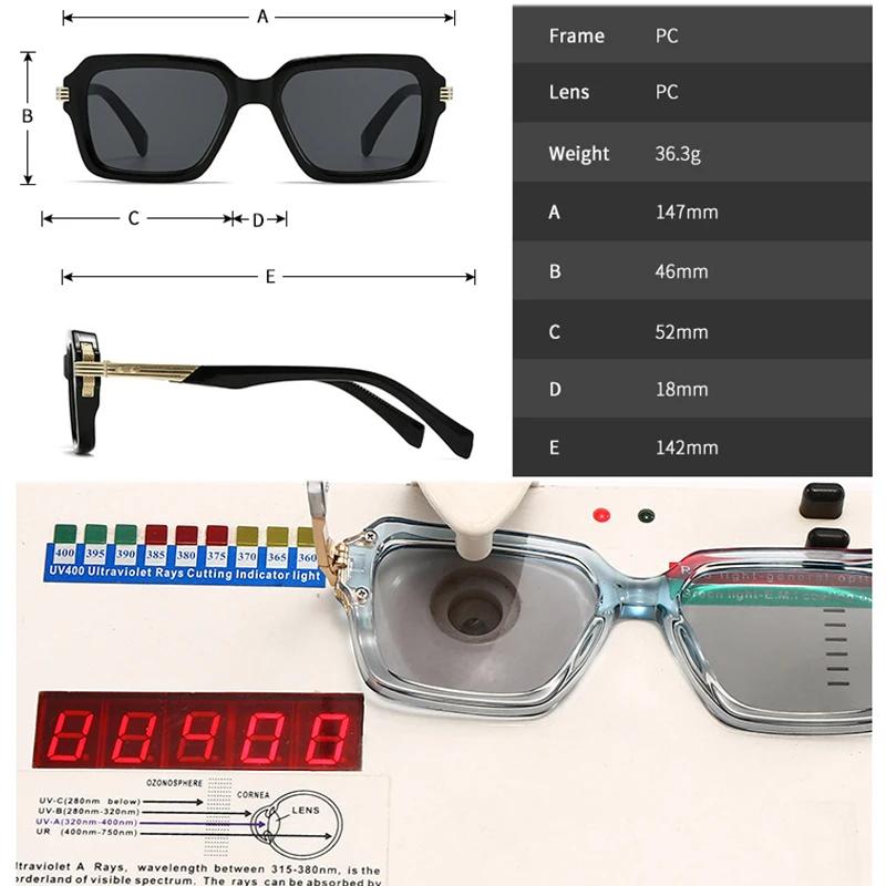  Retro Square Men Double Color Sunglasses Fashion Rivets Women Blue Gradient Shades UV400 Trending Punk Sun Glasses