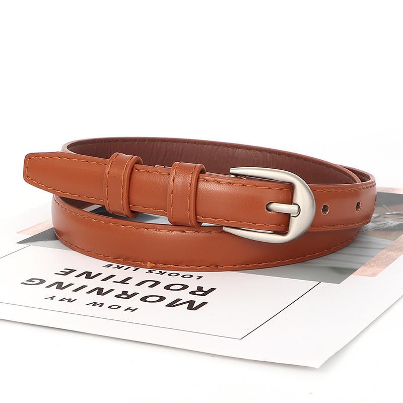 Trendy Simple Retro Silver Buckle Women Slim Waist Belt Casual And Versatile