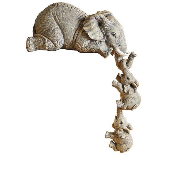 Resin Elephant Figurines: Parent and Baby Elephant Home Decoration