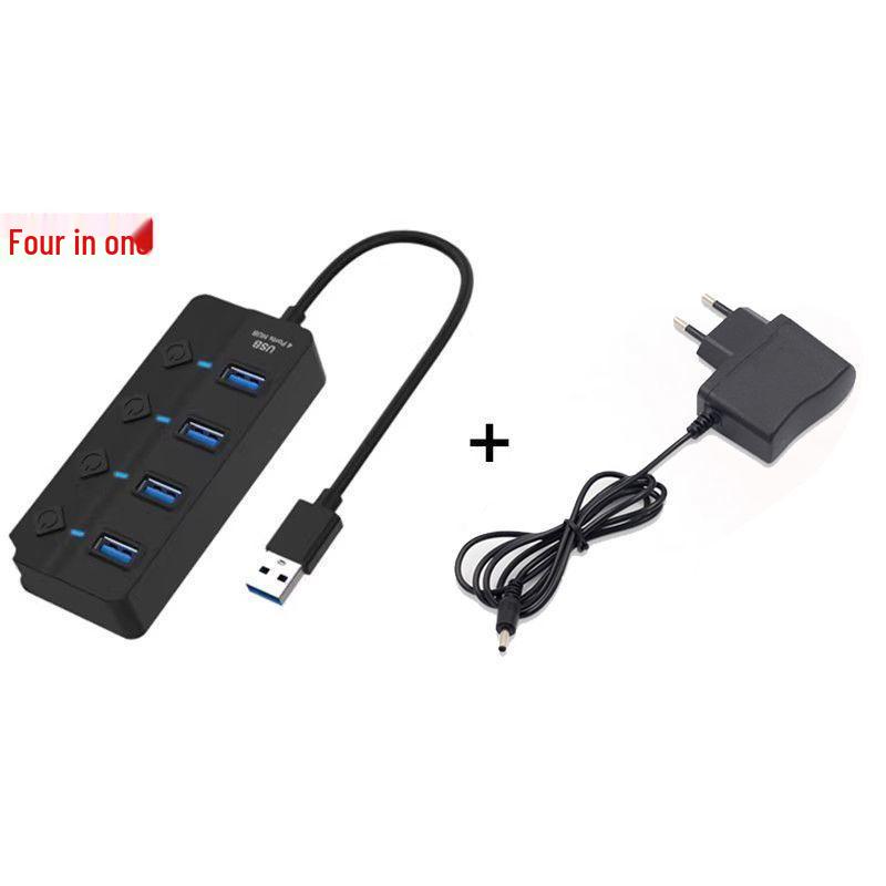 USB 3.0 Seven-Port Hub with Independent Switches and Power Supply for Desktop Computers