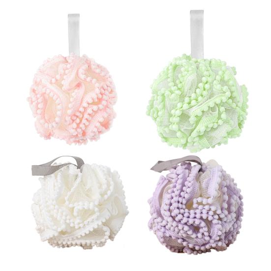Bath Ball Soft Texture Bath Sponge with Tight Mesh Weave Rich Foam Gentle Exfoliating Puff High Absorbency Bath Sponge Bath Accessory