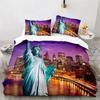Statue Of Liberty Duvet Cover King Size Microfiber World Famous Building Bedding Set New York Landmark Cityscape Comforter Cover