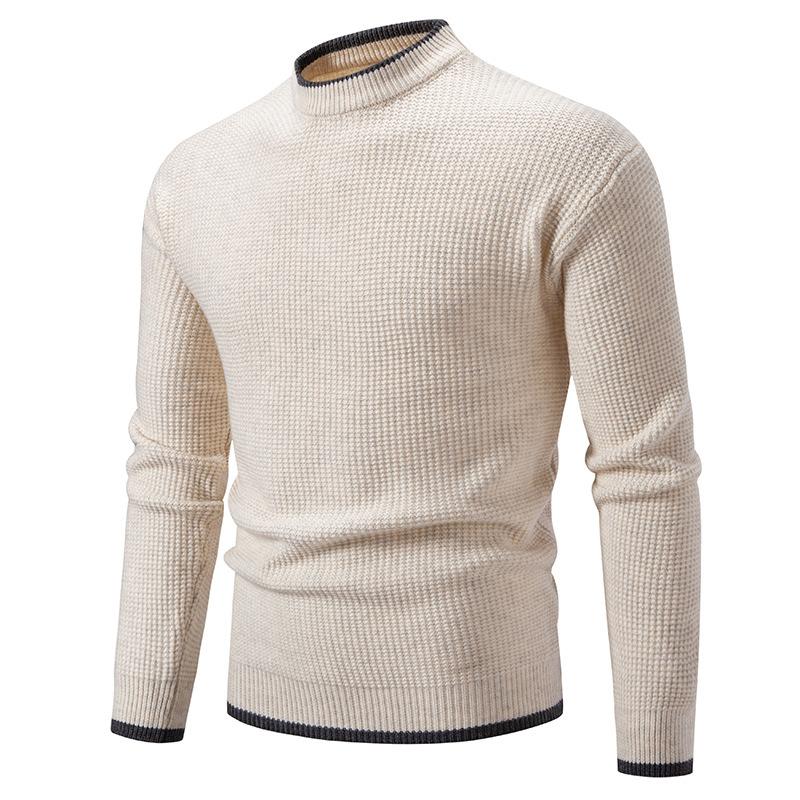 Autumn and Winter New Splicing Collar Pullover Knitted Sweater Youth Slim-fit Sweater
