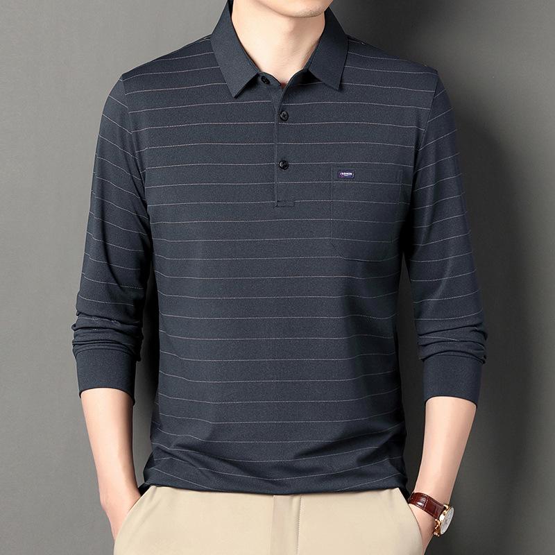 

Футболка с длинным рукавом и лацканами, мужская, молодежная, для бизнеса, мужская, для папы, светодиодная, нижняя рубашка, топ 4XL