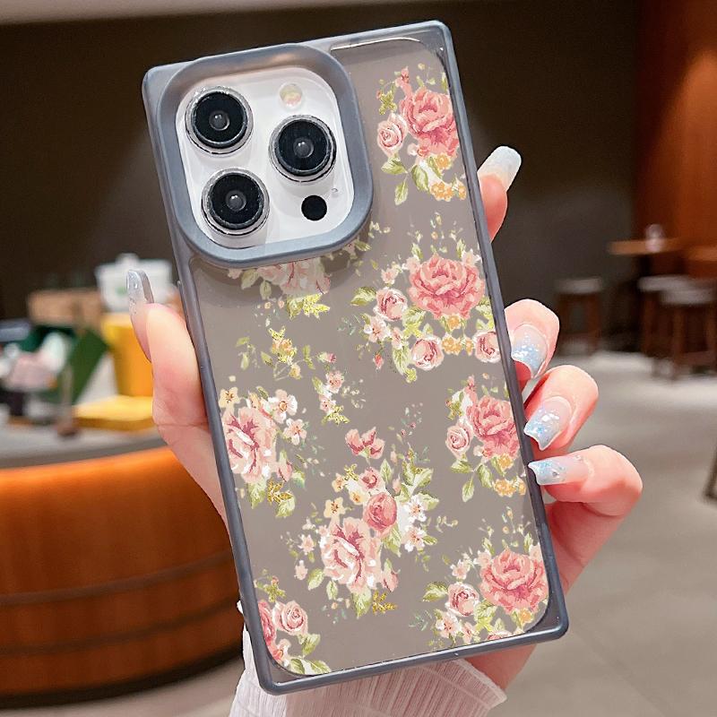 Moteblomstertrykk slankt mykt deksel til iPhone 16 Pro Max 15 Plus 14 13 Pro 12 11 Klar TPU støtsikkert silikongjennomsiktig telefondeksel