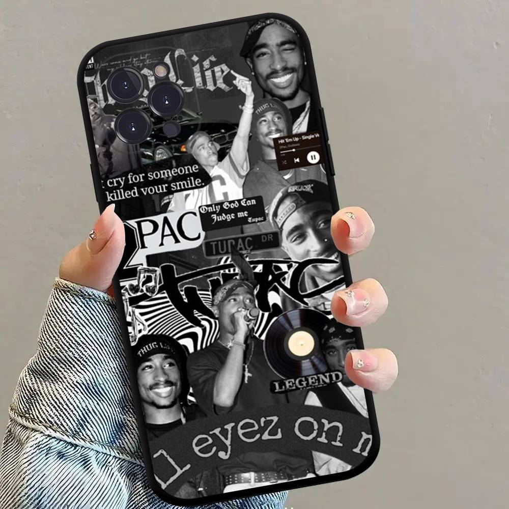 Rapper 2Pac Singer Tupac Black Silicone TPU Phone Case For Iphone17 Air 16 15 14 13 12 Pro 11 Pro Max Plus Cover Case