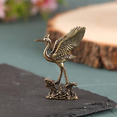 1Pc Brass Crane Figurines Miniatures Desktop Ornaments Living Room Decoration
