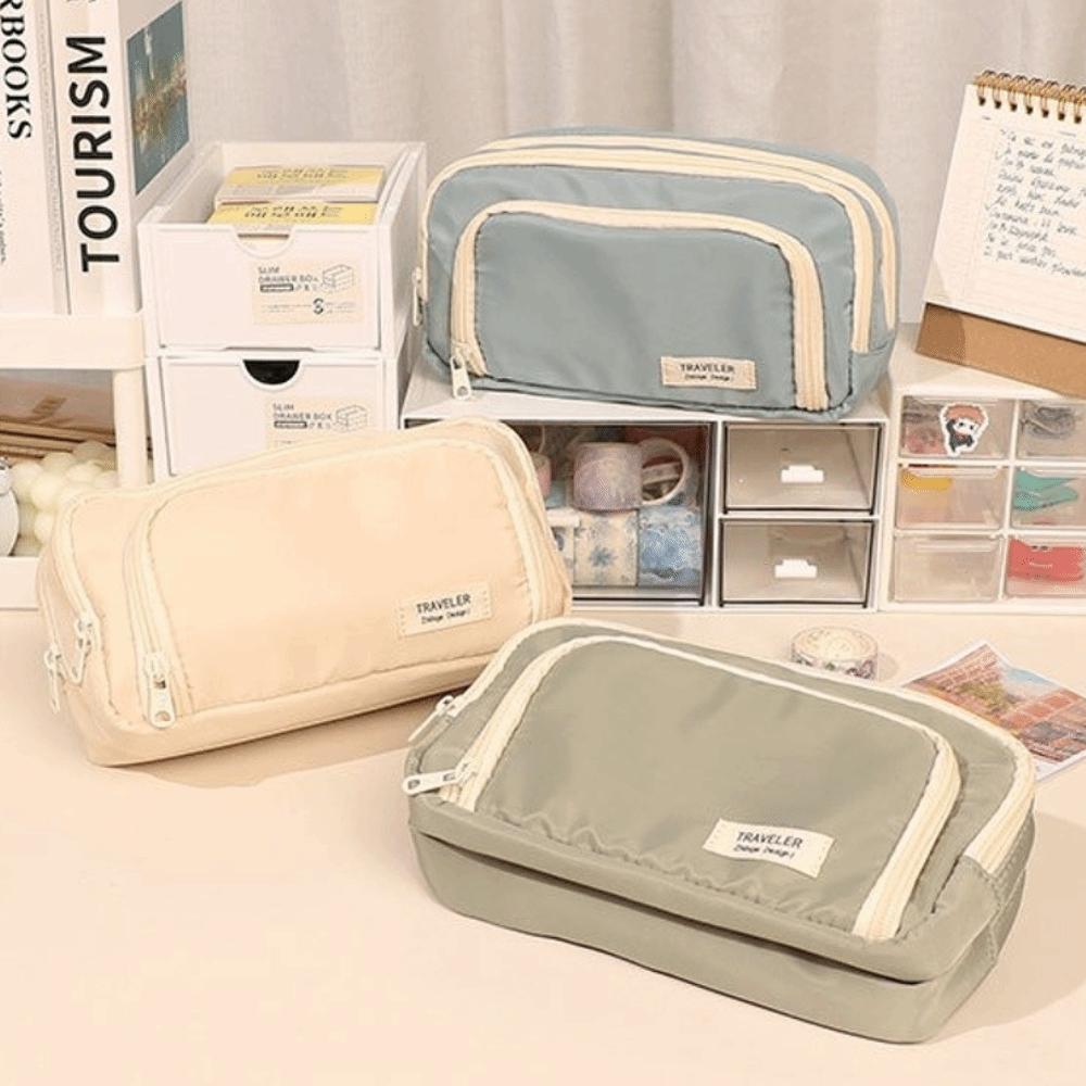 Large Capacity Pencil Case Multi Layer Compartment Stationery Box Simple Pen Case Student Supplies