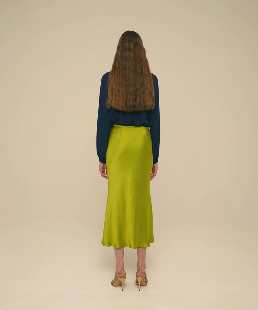 Aiseugadeuneiogongpal Mermaid Maxi Satin Skirt_Golden Lime