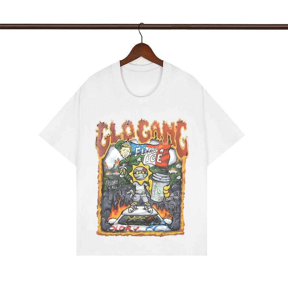 Streetwear Graffiti Farbmatch Buchstabe Kurzarm T-Shirts für Männer und Frauen Rundhalsausschnitt Baumwoll-Tees Oversized Hip Hop Tops