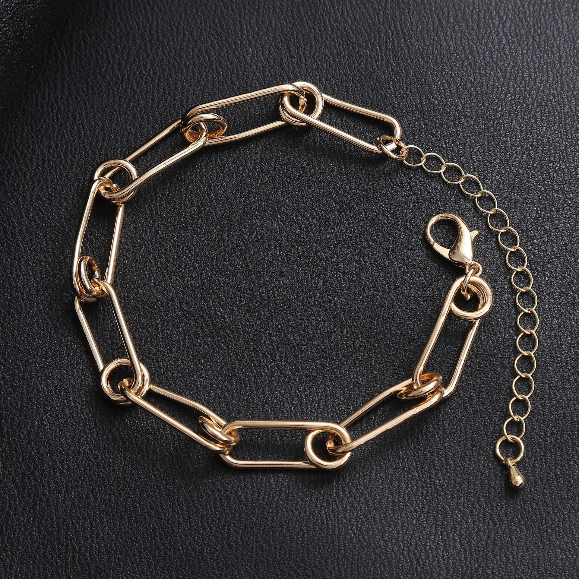 

Браслет в стиле хип-хоп с булавкой в форме спины, высококачественное парное полое кольцо, простой металлический браслет