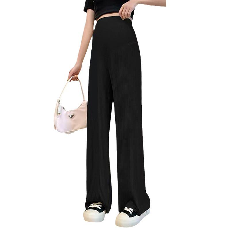 Women's Summer Ice Silk Maternity Pants - Thin, Straight Leg, Petite, Drapey Wide-Leg Style