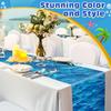 VitalCozy 6 Pcs Ocean Plastic Table Runner 14 x 108 Inch Disposable Blue Water Print Coastal Table Runner for Summer Beach Birthday Mermaid Theme