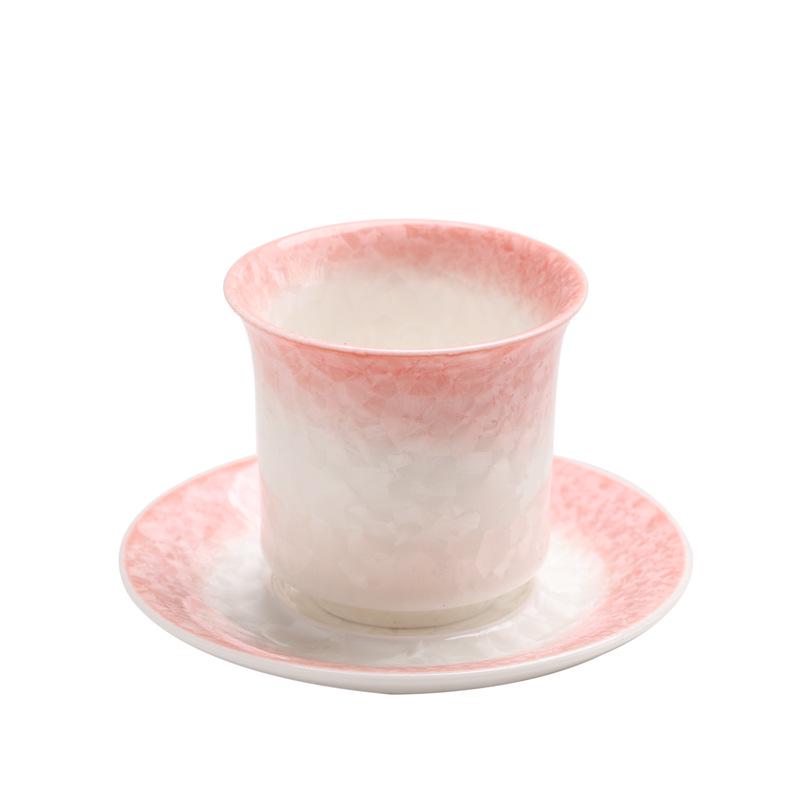 Elegant Crystalline Glaze Ceramic Teacup Set with Coaster - High-Grade Gongfu Tea Brewing & Tasting Cup