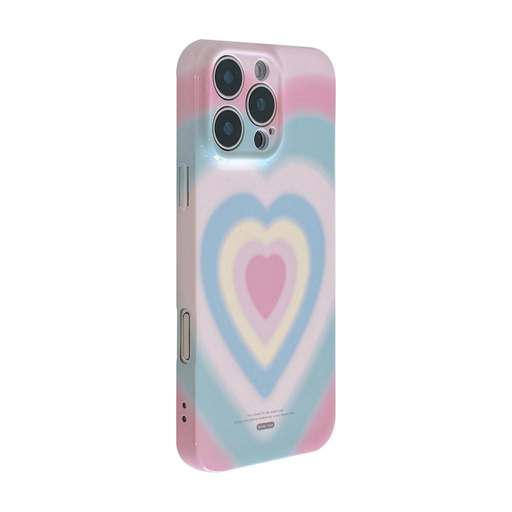 Girl's gradient heart case suitable for iPhone 16, Apple 17 Pro Max, soft film, full coverage for 13, Korean style for 15