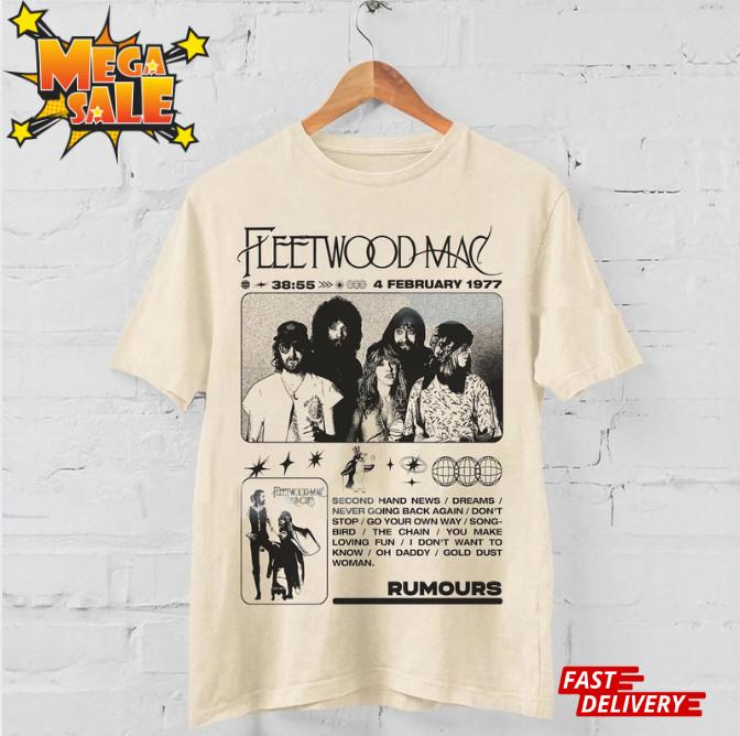 

Vintage Retro 90s Fleetwood Mac Rumours 1977 Music Band T-Shirt For fan_reprint! Unisex T-Shirt XXL
