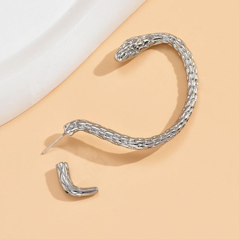 Creative Personality Exaggerated Ear Hanging Snake Stud Earrings, New Niche Design Cold Wind High Sense Earrings Tide