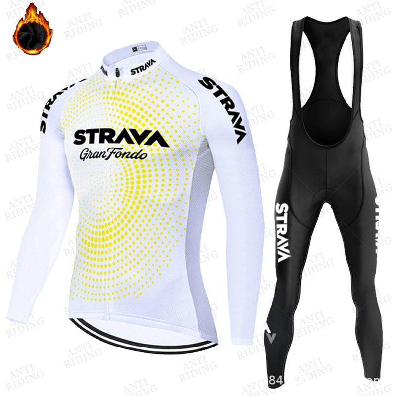 Fleece Fahrradtrikot Set Langarm Thermische Basisschicht Rennrad Männer Frauen Winterfahren