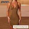 JPNTKY Women's Fashion Summer Spring Solid Color Print V-Neck Sleeveless Casual Dresses
