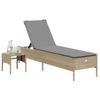 VidaXL Chaise longue avec table et coussin beige résine tressée, transat, lit de repos de jardin, meuble d'extérieur, chaise 4002731
