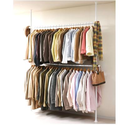 Tension Pole Clothes Rack (Double), White, WJ-775