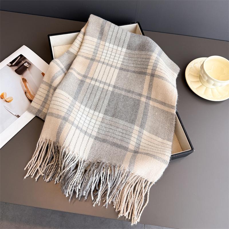 2026 Luxury Pashmina Cashmere Scarf Female Plaid Thick Warm Comfortable Long Tassel Large Blanket Shawl Foulard Bufanda