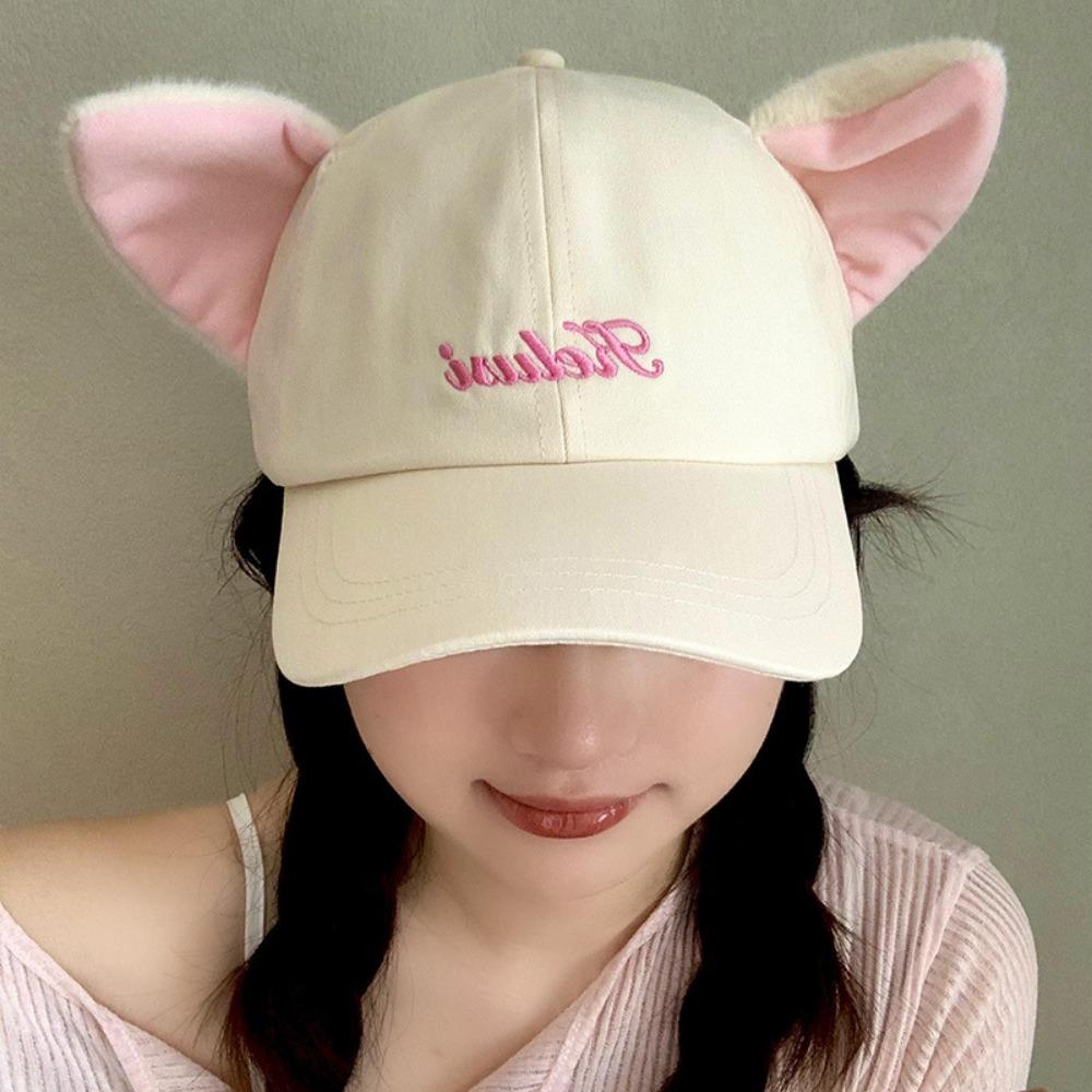 Cute Kitty Baseball Cap UV Protection Lop Ear Rabbit Hat Elephant Hat with Ears Nose  Streetwear