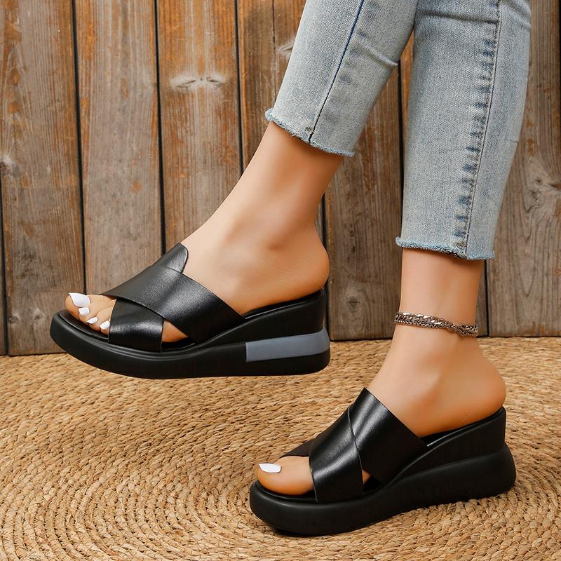 Fashion 2024 Fashion Summer Women's Sandals Luxury Wedges Slippers Black Platform Shoes for Women Shoes Zapatos De Mujer