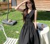 Black dress sleeveless design French temperament v-neck long dress Hepburn style skirt women's summer 2026 new