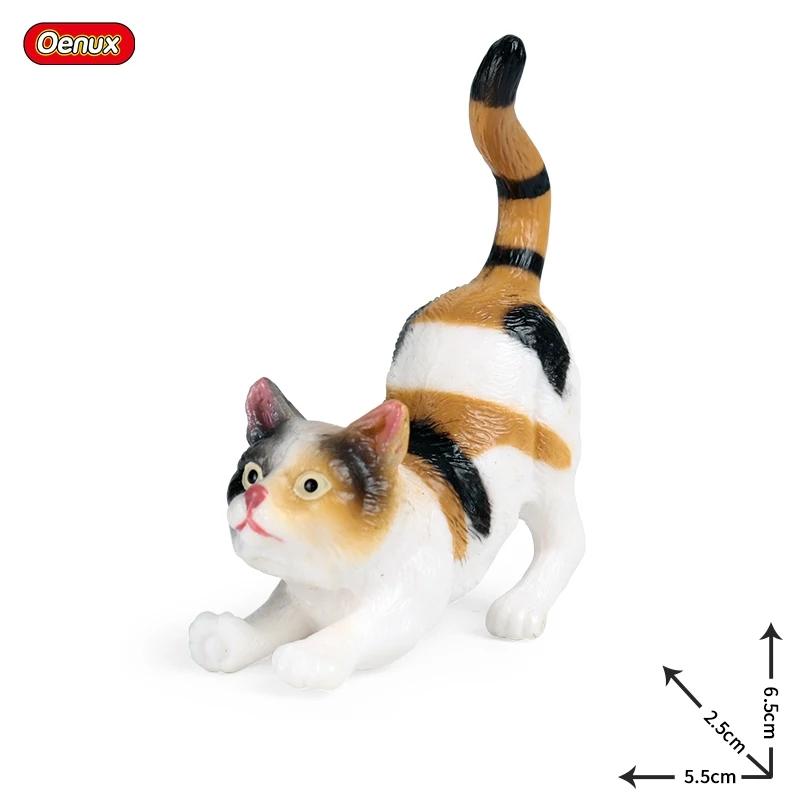 Oenux Kitty Dog Animals Model Action Figure Siamese Husky Pug Rottweiler Puppy Figurines PVC Cute Collection Toy Kids Gift