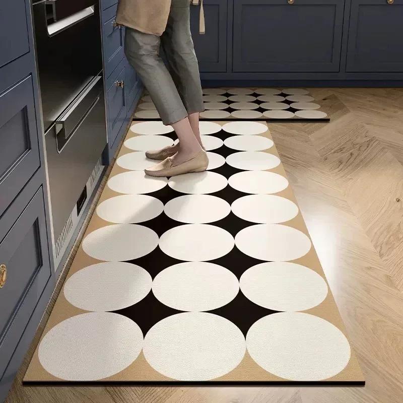 Modern Minimalist Kitchen Mats Waterproof Anti-Fouling Pvc Oil-Proof Soft Carpet Easy Care Balcony Non-Slip Rugs Tapis