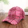 Fashion Hat hats, European and American style handmade diamond-studded ripped denim baseball hats, trendy women's rhinestone sunshade baseball