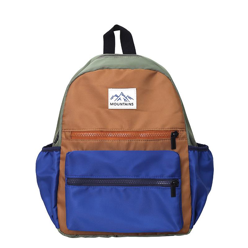 Nylon School Kids Backpack With Color Blocking For Kindergarten And Use Travel