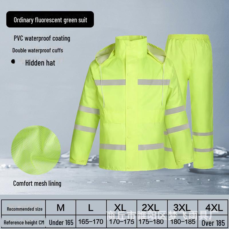 300D Oxford Traffic Safety Reflective Raincoat and Rainpants Set - Anti-Rainstorm, Outdoor Duty Gear
