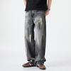 New dark wind hand-painted graffiti wide-leg jeans, men's spring and autumn versatile high street casual trousers