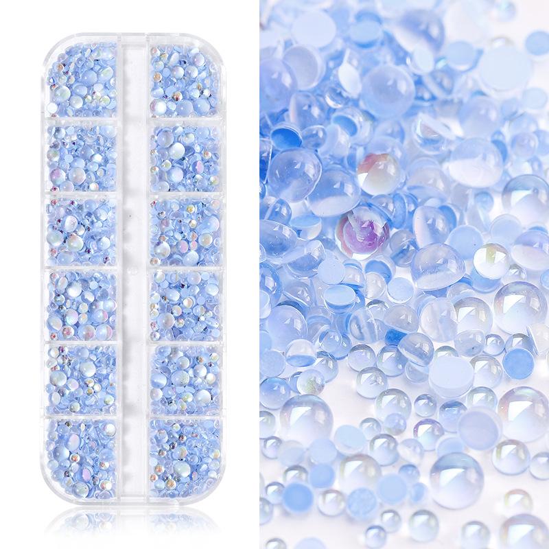 

12-сетчатый набор симфонических рыбок с плоским дном для дизайна ногтей с бриллиантами, смешанный размер, орнамент для дизайна ногтей, смешанный