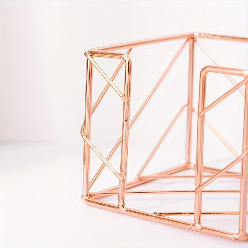 1Pc Hollowed-out Ironwork Rose Gold Note Box Metal Hard and Not Easy To Damage Desktop Office Storage Box