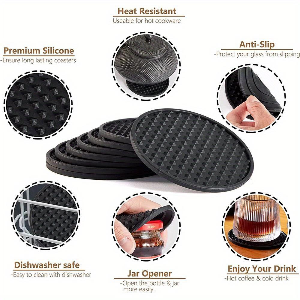 6pcs/set Round Silicone Coasters Desktop Water Cup Anti Scalding And Heat-Insulating Mat Non-Slip Tea Cup Protector Pad