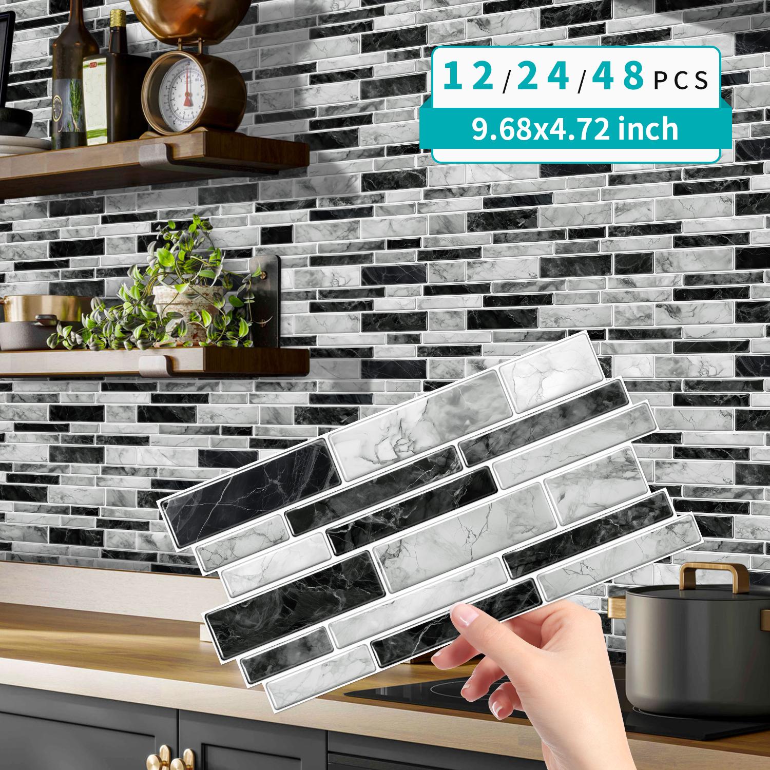 

Simulation Marble Splicing Models tile Wall Stickers, Bathroom, Kitchen self-adhesive Waterproof Wallpaper, Wall Decoration 12PCS