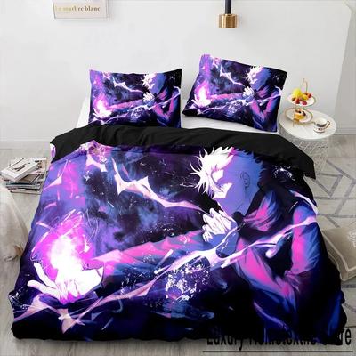 Anime Jujutsu Kaisen Satoru Gojo Bettwäsche-Set für Jungen und Mädchen, Twin Queen Size, Bettbezug, Kissenbezug, Bett, Kinder, Erwachsene, Heimtextilien