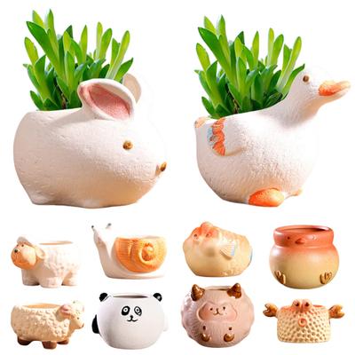 Cartoon Ente Hase Fuchs Vogel Fisch Form Blumentopf Keramik Pflanzenbehälter Ornament Figur Dekorative Pflanzgefäß