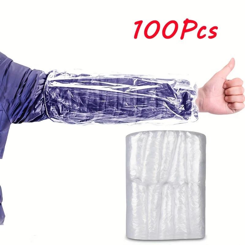 100Pcs/200Pcs Disposable Plastic PE Sleeve Sleeves Waterproof And Oil-Proof Enlarged And Thickened With Elastic Sleeves