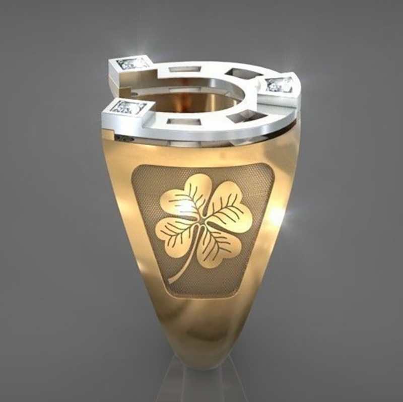 Jewelry Gold Two-Color U-Shaped Micro-Inlaid Zircon Petals Design Ring Jewelry Creative Ring Jewelry