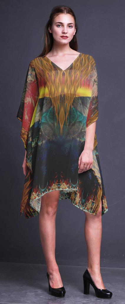 Phagun Beach Kaftan Bikini Cover Up Women Midi Dress Short Caftan-4X-5X