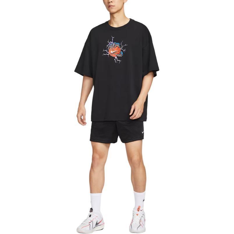 Nike Klasyczny Komfortowy Męski T-shirt z Krótkim Rękawem i Nadrukiem Logo na Plecach Czarny