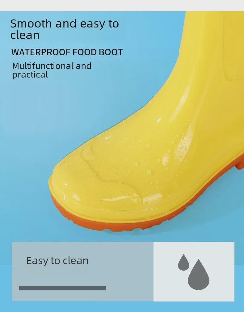 Tendon Sole Unisex White Waterproof Non-Slip Rubber Hygiene Boots for Medium and High Food Safety and Farm Work.