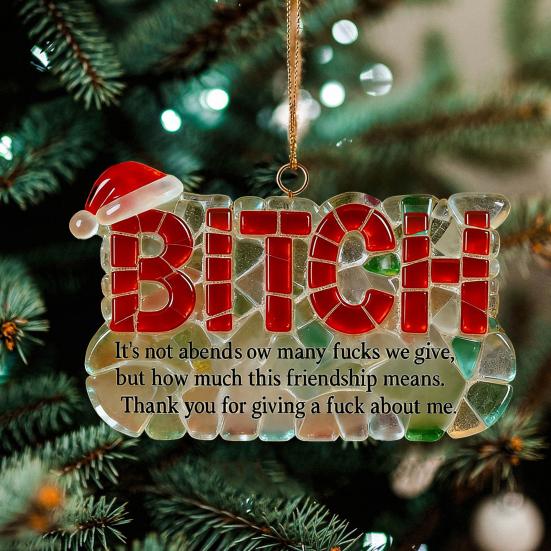 Yousheng Funny Friendship Christmas Ornament Letter Charm Humorous Friend Pendant with Hanging Cord Holiday Decor