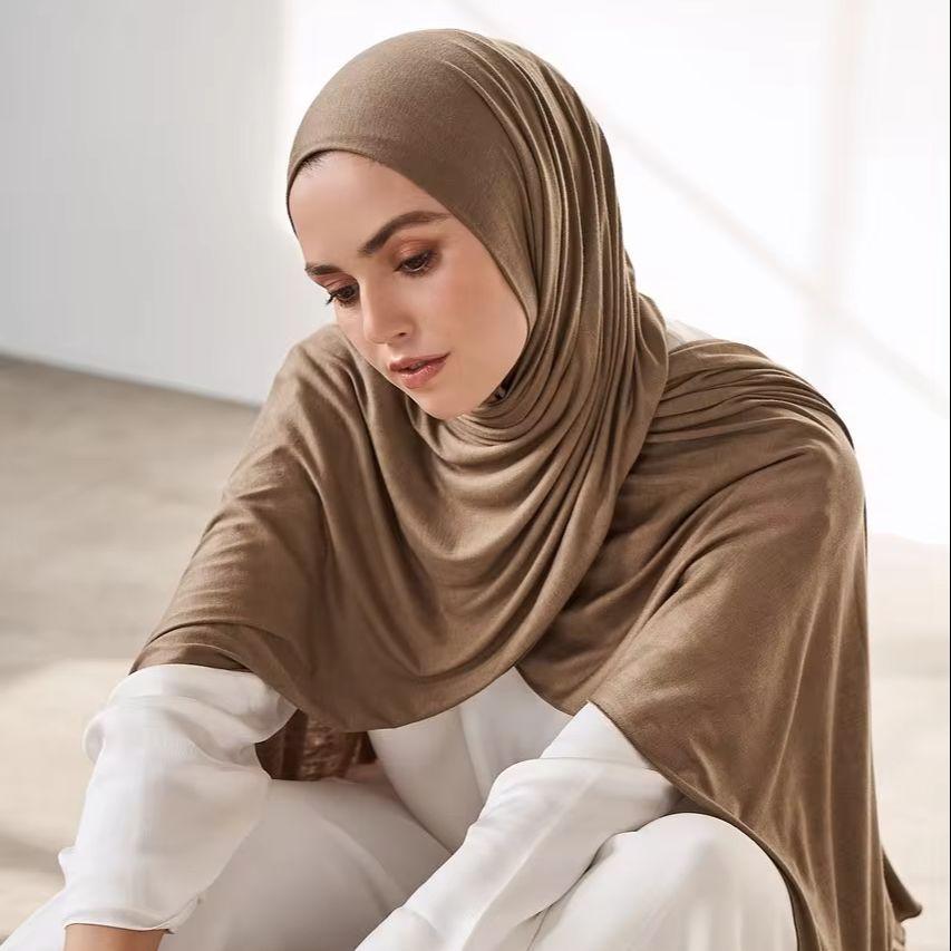 Muslim Women Jersey Hijab Solid Color Head Wrap Scarf Fashion Headscarf Turban Islam Veil Flexible Premium Modal