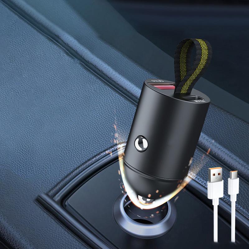 200W Car Mini USB Charger Fast Charging Type-C PD Quick Charge 12-24V Car Phone Charger Adapter for iPhone Samsung