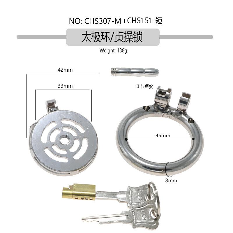 New Stainless Steel Flat Penis Cage Chastity Lock CB Chastity Cleaner Men's Outdoor Wear with Hollow Tube